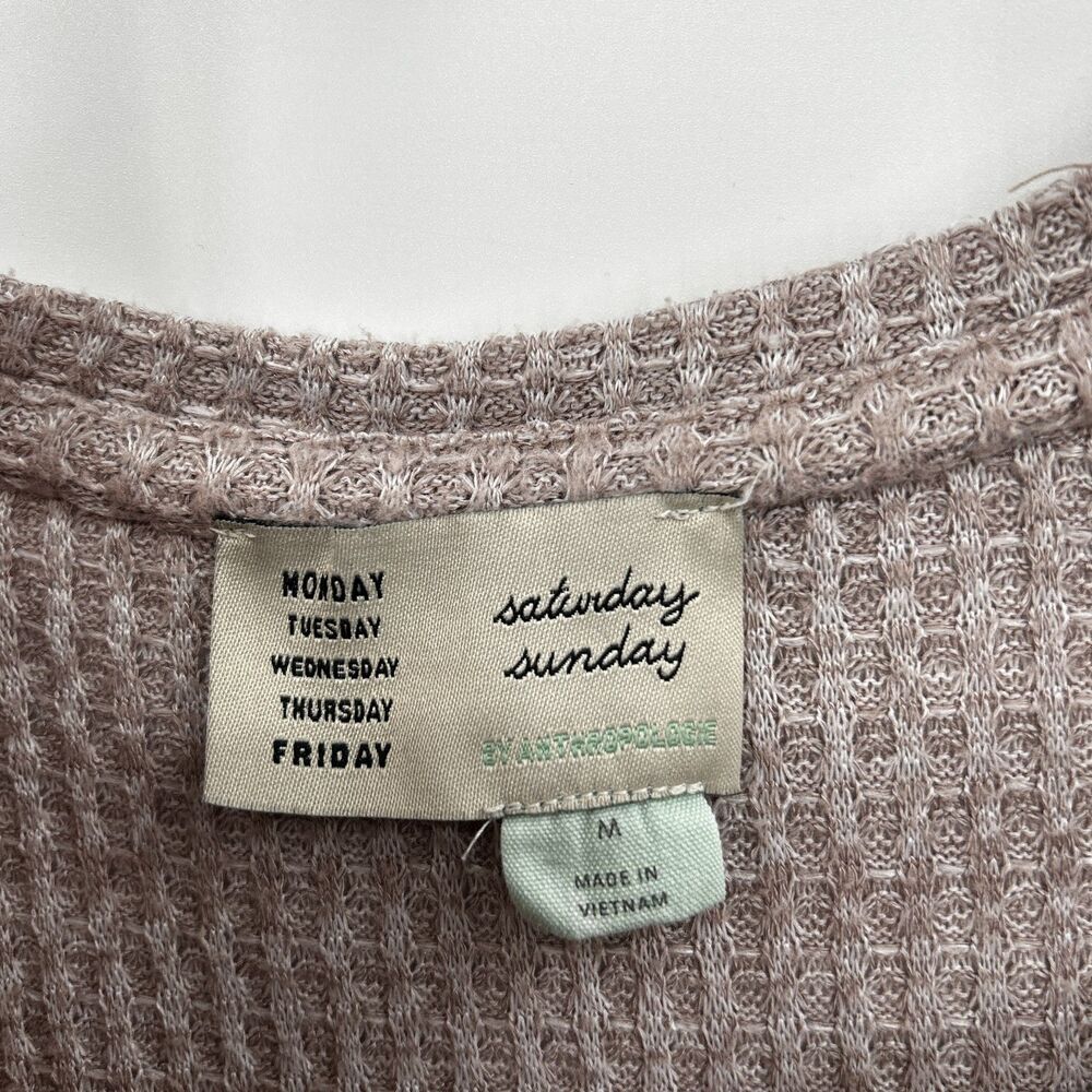 ANTHROPOLOGIE Saturday Sunday Waffle Knit Ruffle Cozy Jogger Lounge Set Medium - Picture 11 of 12